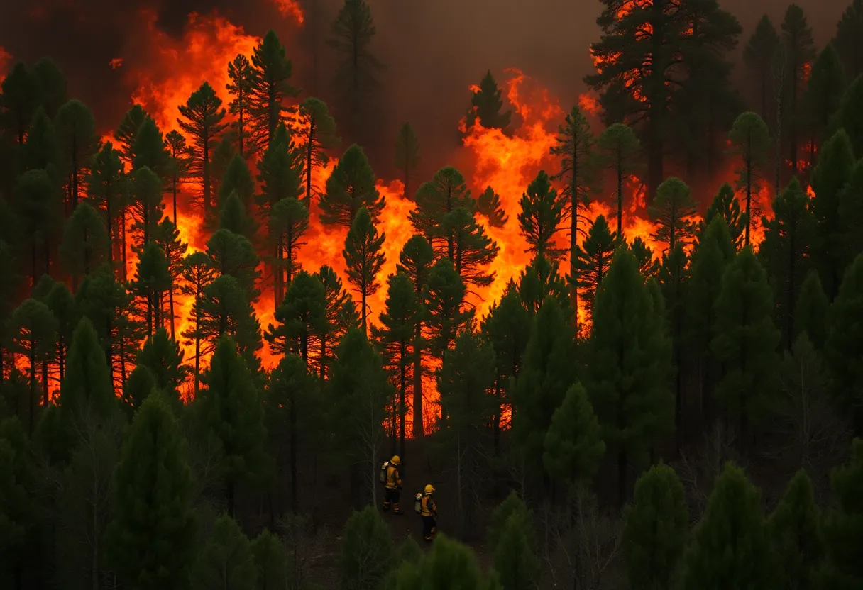 Firefighters battling a wildfire in California