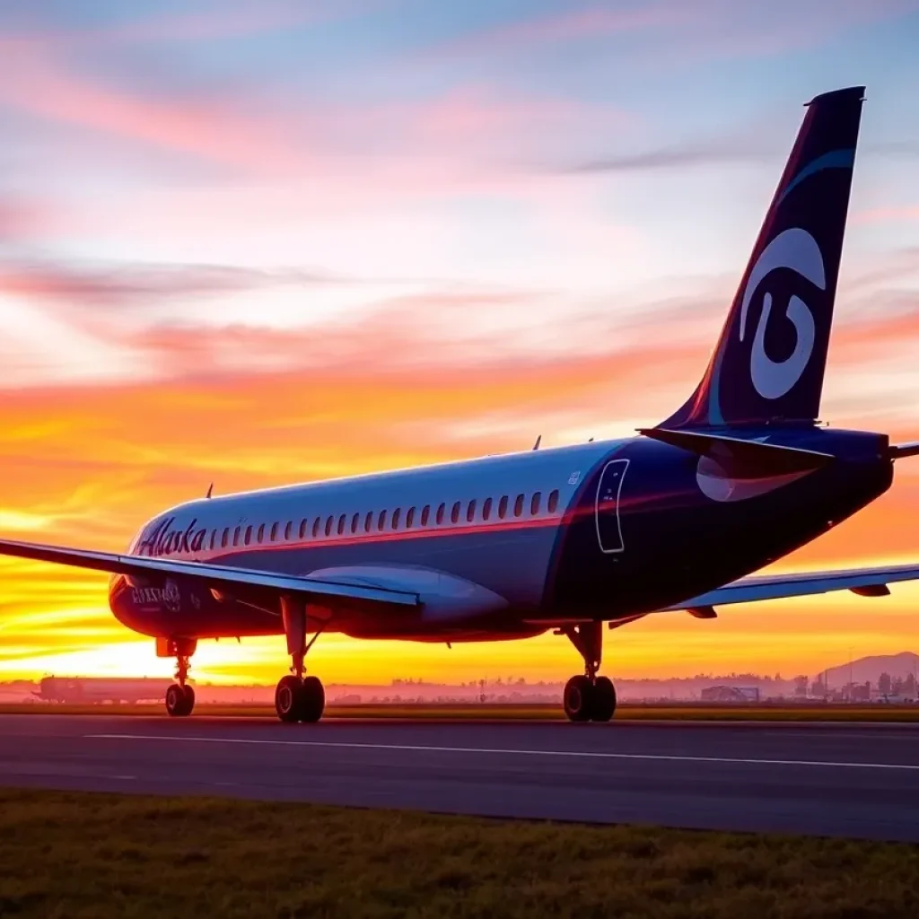 Alaska Airlines Embraer 175 on runway