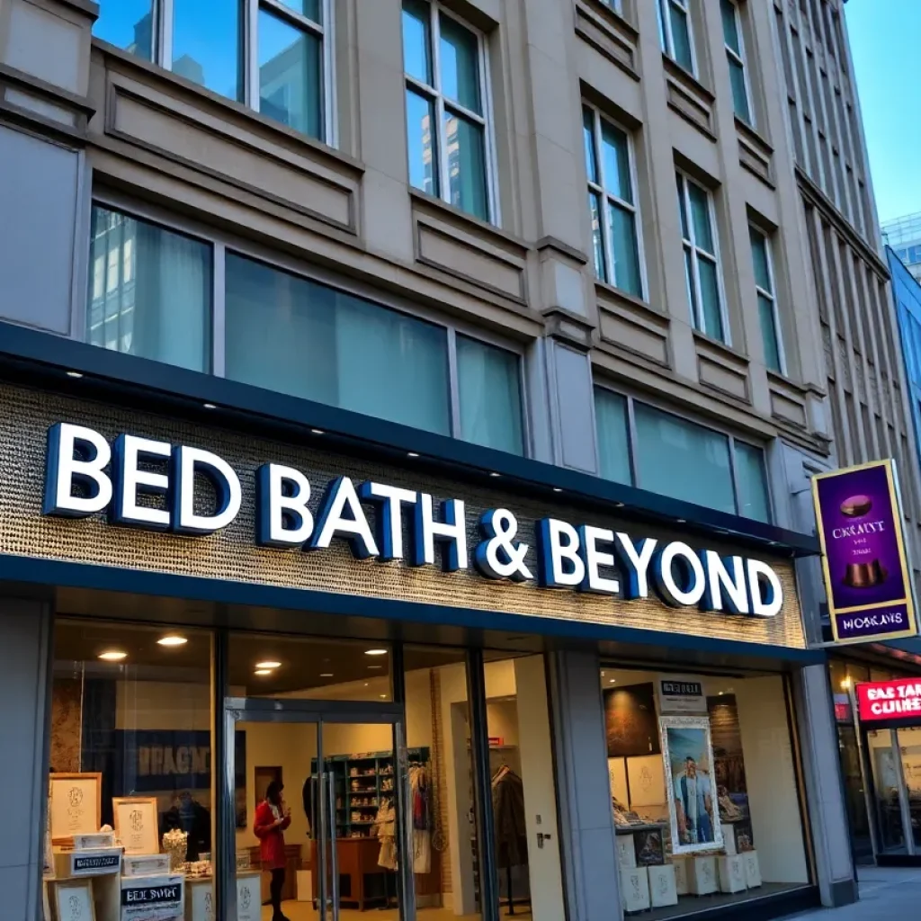 Exterior of a Bed Bath & Beyond store in an urban setting