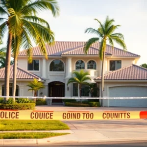 Scene of burglary with police presence in a luxury neighborhood