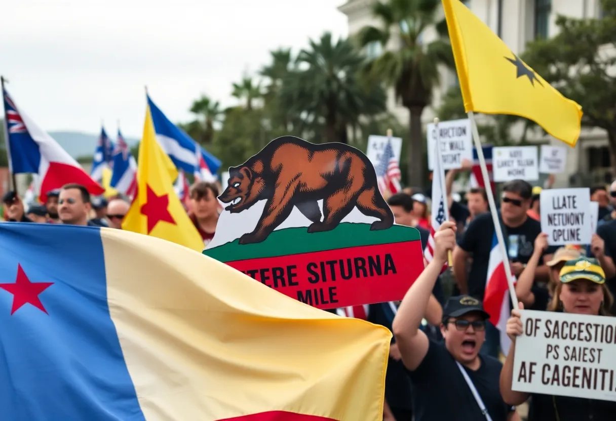 Protesters showing support for Calexit movement in California