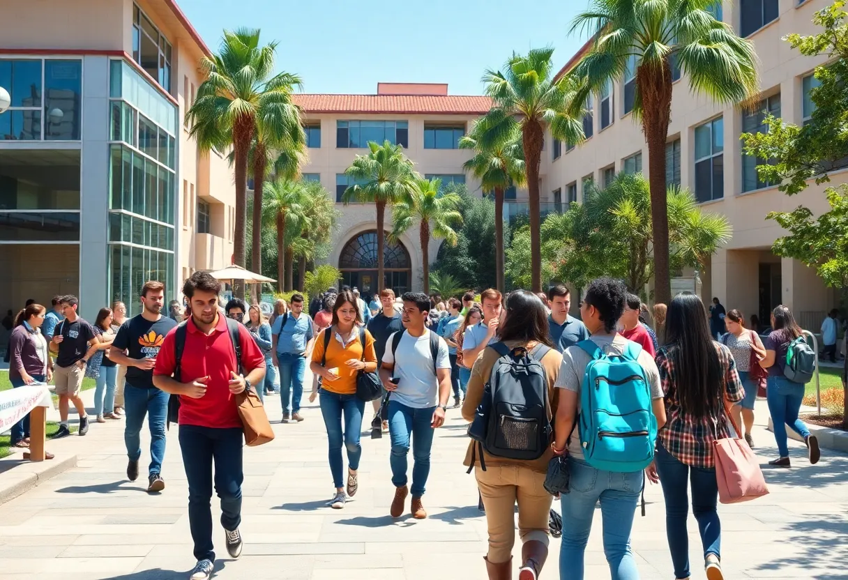 Diverse students on a California community college campus