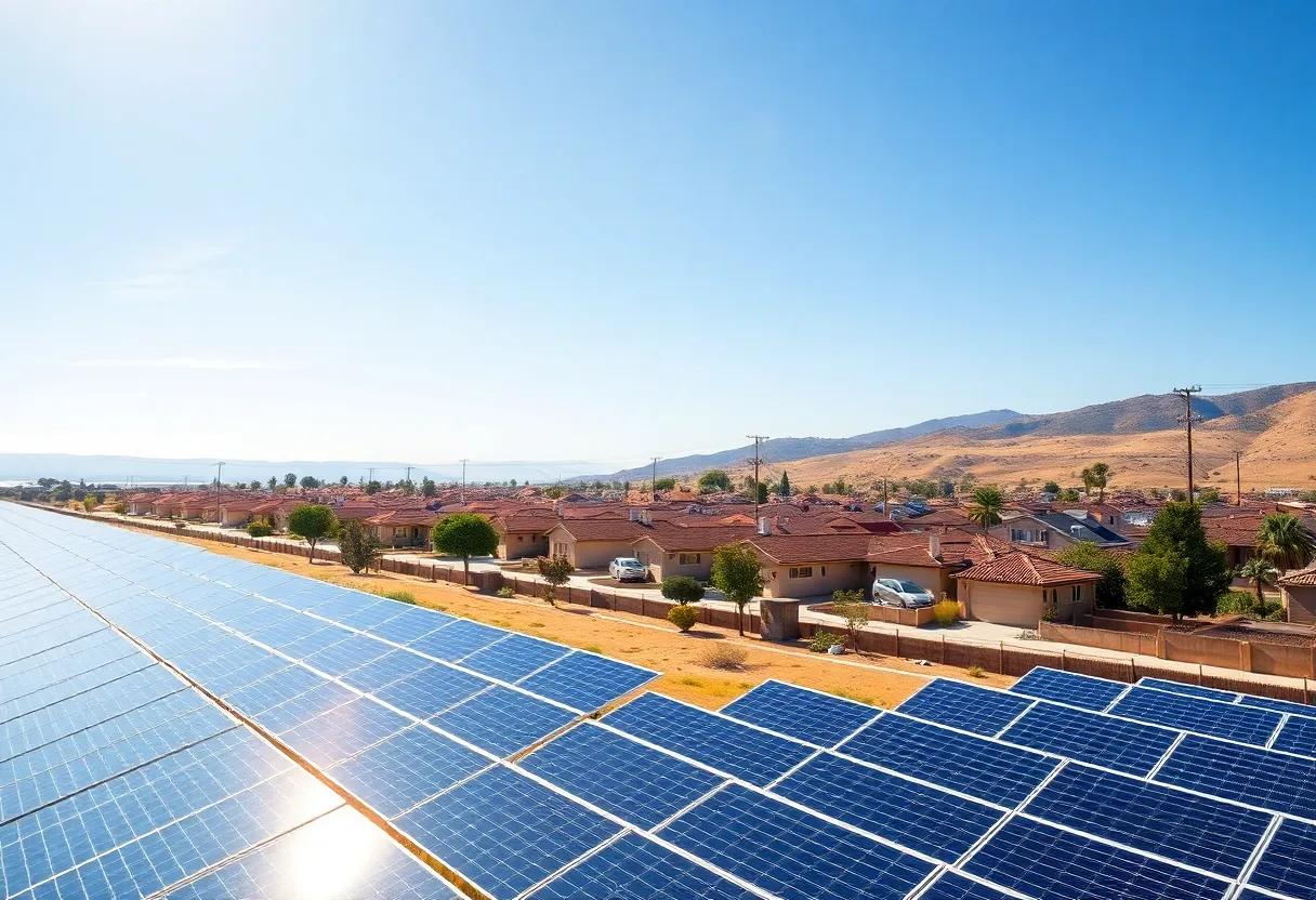 Community solar energy project in California with solar panels