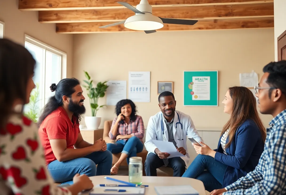 People discussing health insurance in a California setting