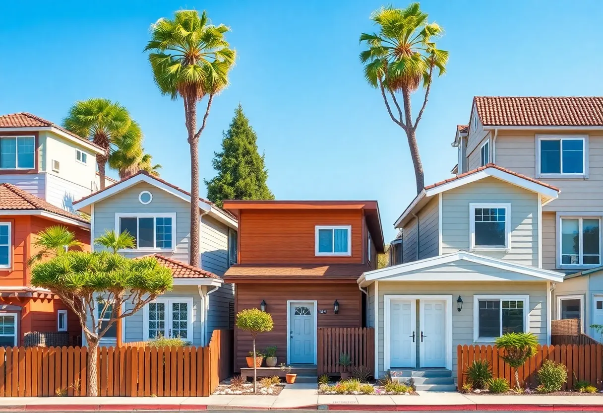 Diverse California neighborhood with accessory dwelling units