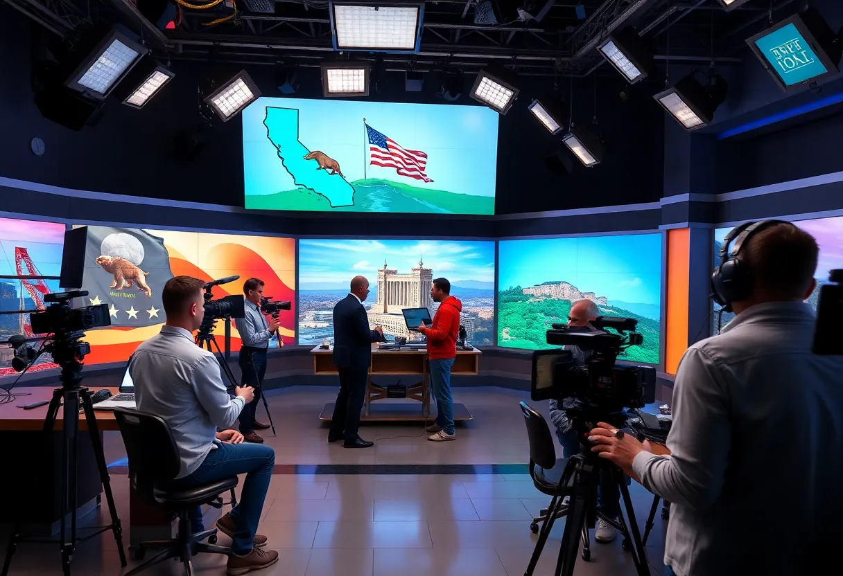Newsroom of The California Post with journalists at work