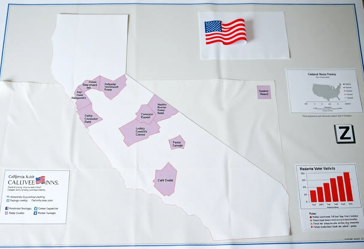 Redistricting map proposal illustration for California
