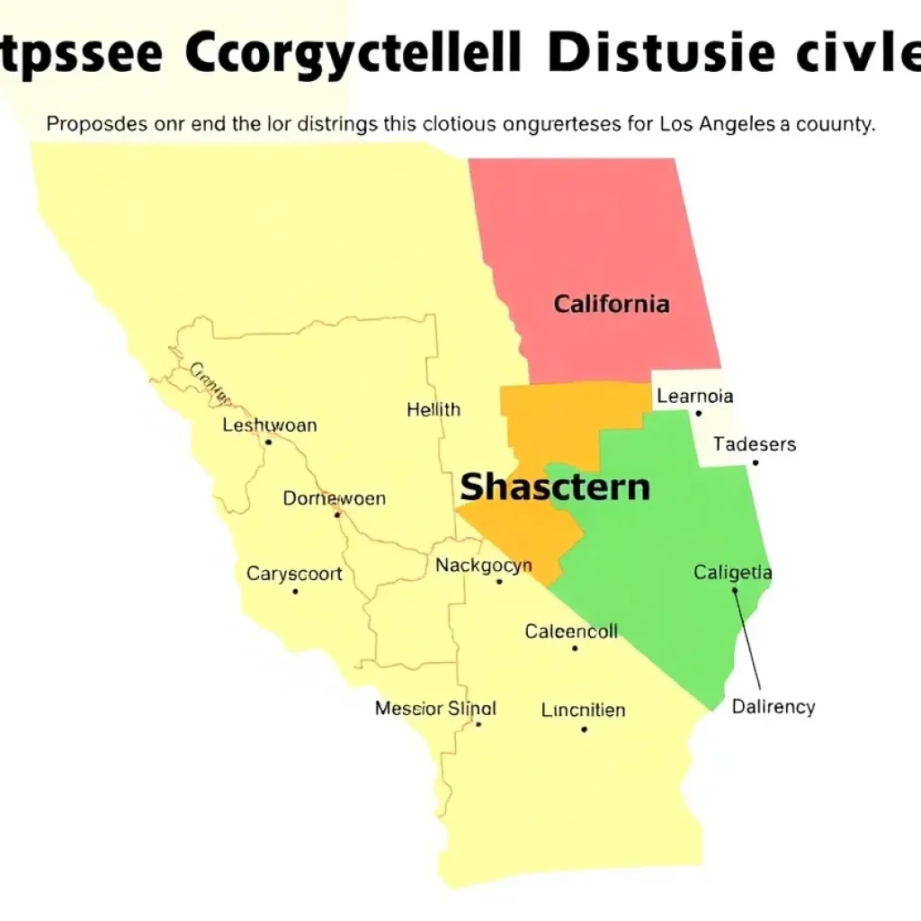 Map of proposed congressional districts in California