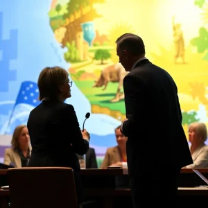 Legislators discussing environmental policies in California