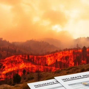 A visual representation of the impact of wildfires on homeowners' insurance rates in California.
