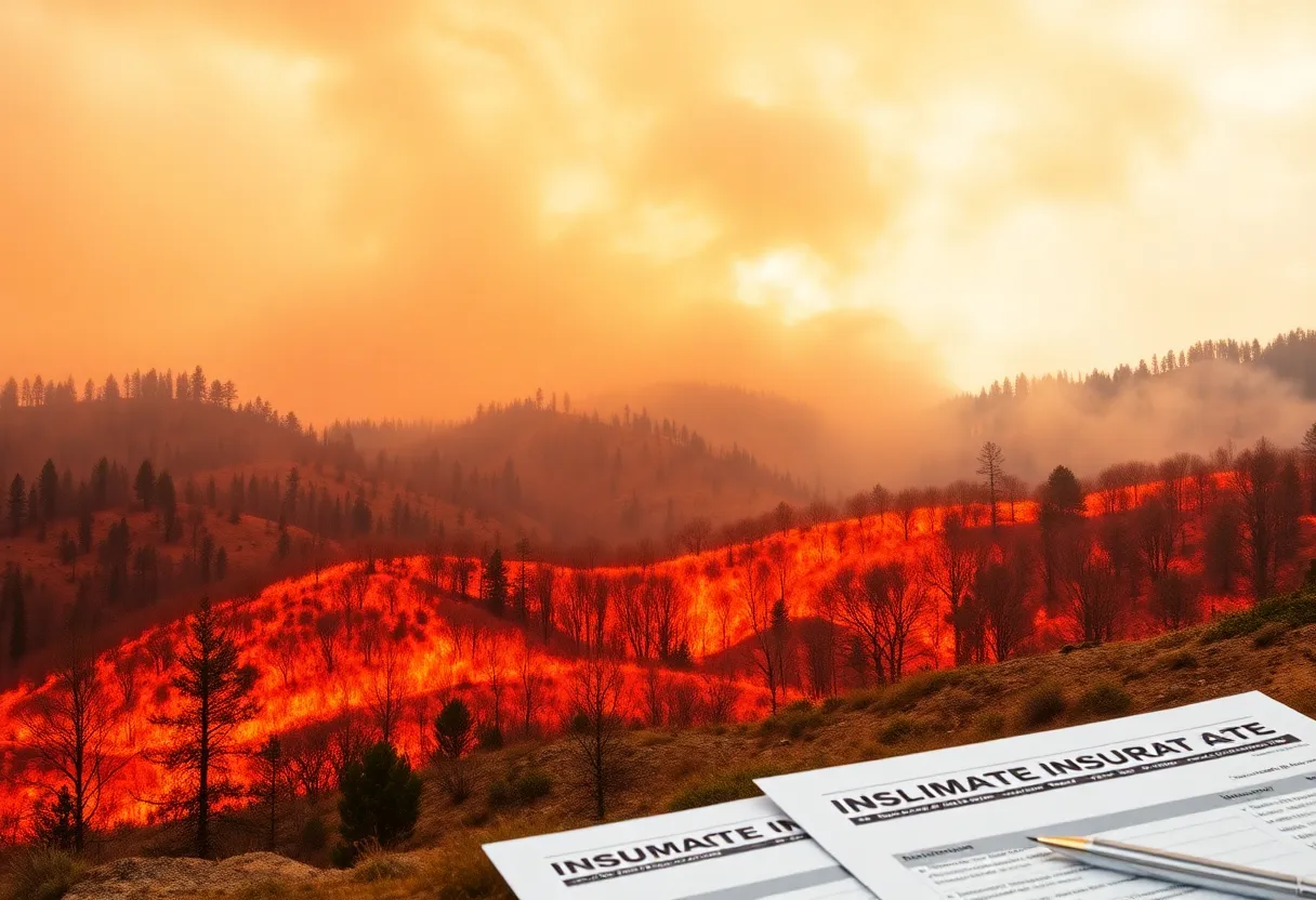 A visual representation of the impact of wildfires on homeowners' insurance rates in California.