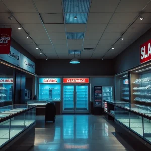 Claire's store liquidation sale with empty shelves