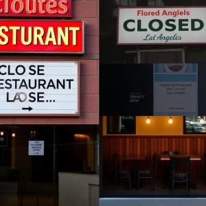 Signs of closed restaurants in Los Angeles