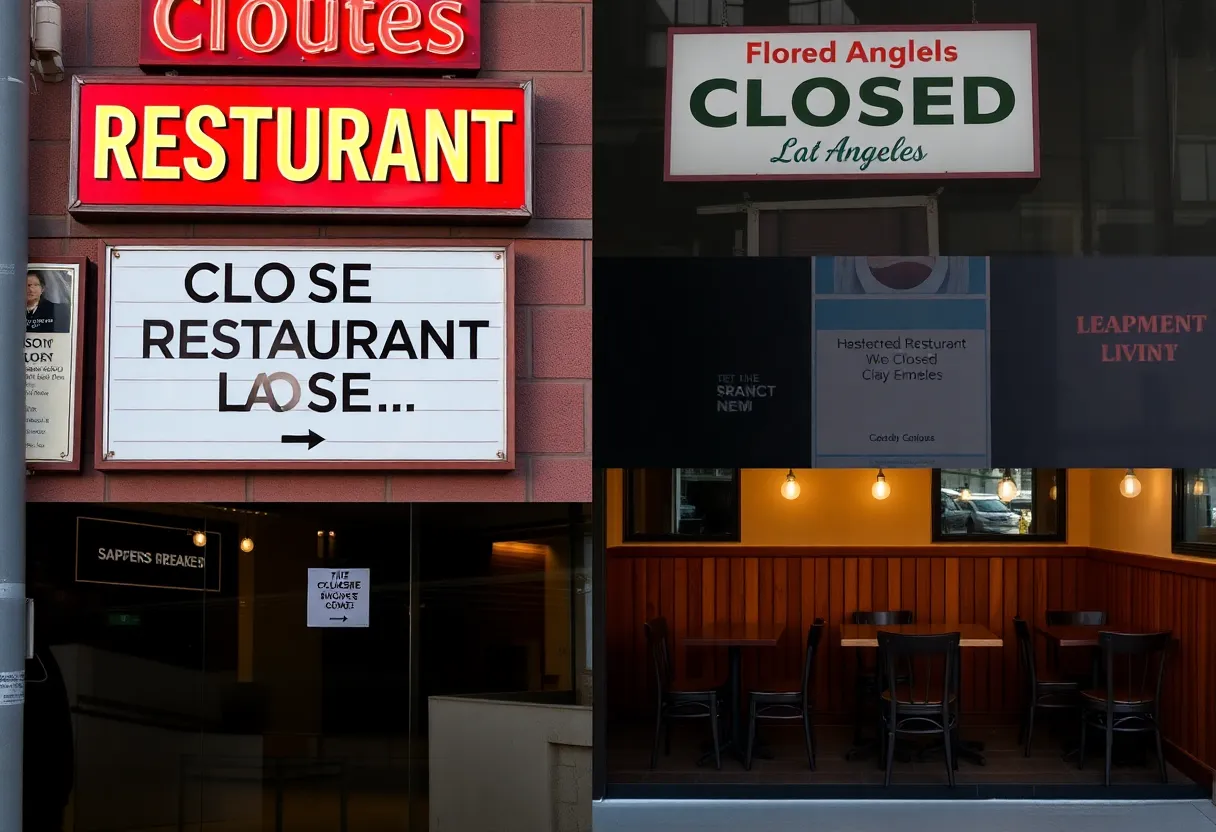 Signs of closed restaurants in Los Angeles