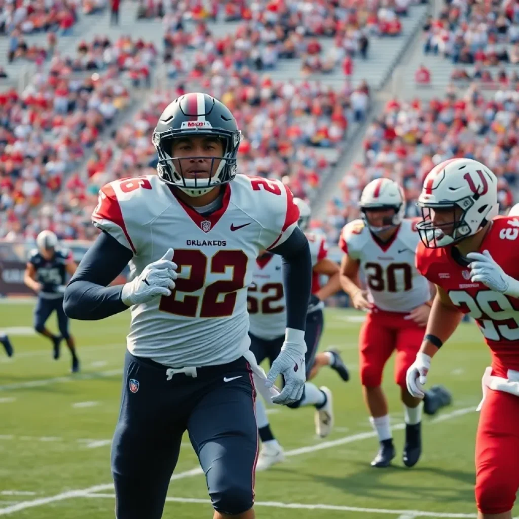 College football players competing on the field