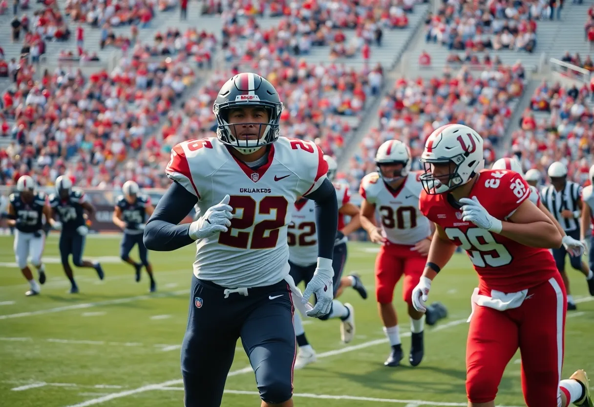 College football players competing on the field