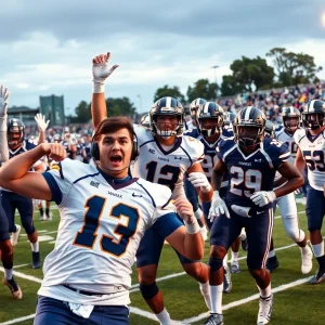 College football players in action on the field