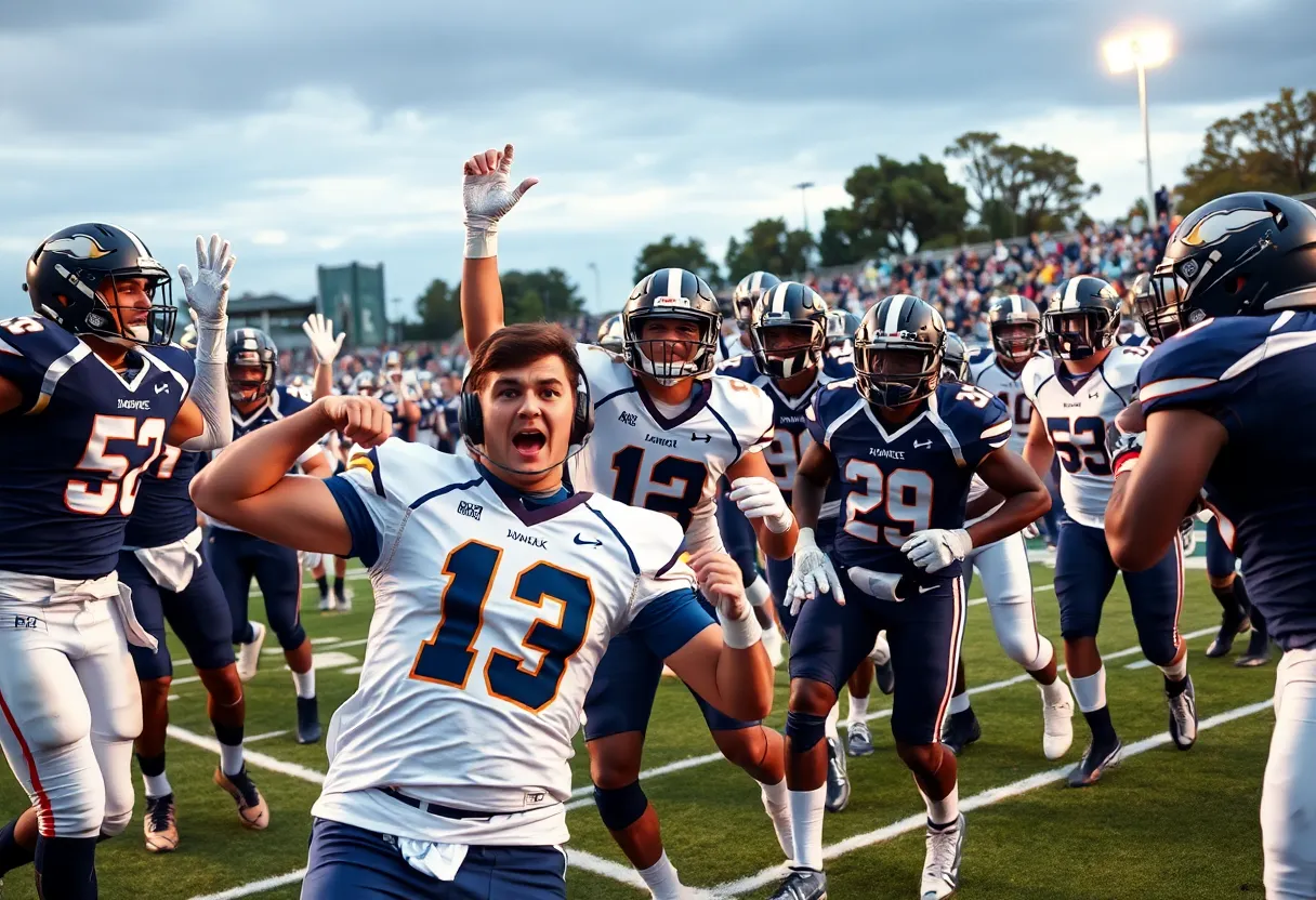 College football players in action on the field