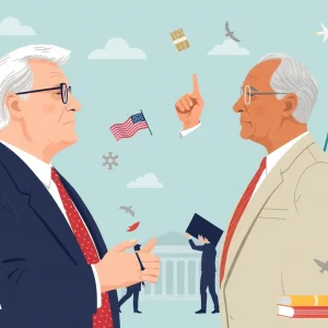 Illustration of the conflict between Governor Newsom and federal government over UCLA funding.