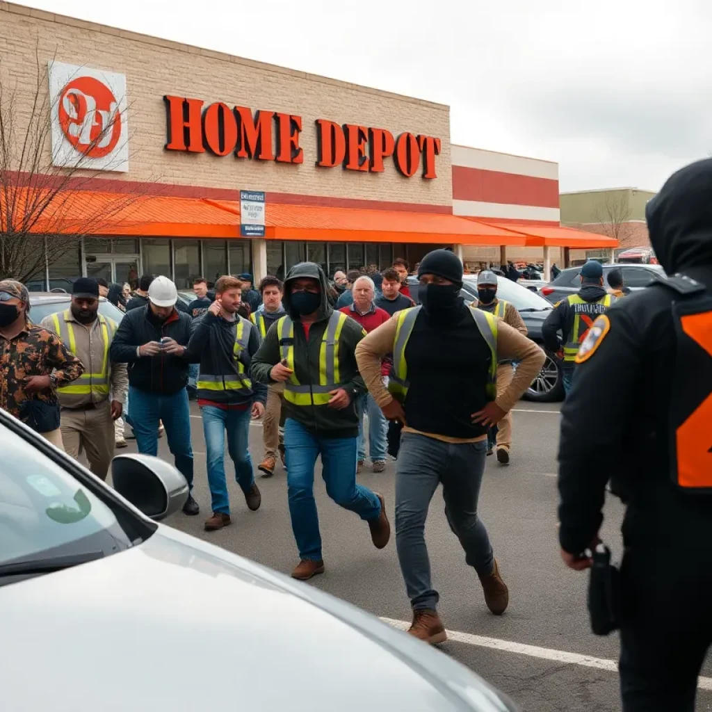 Laborers fleeing from federal agents at Home Depot parking lot