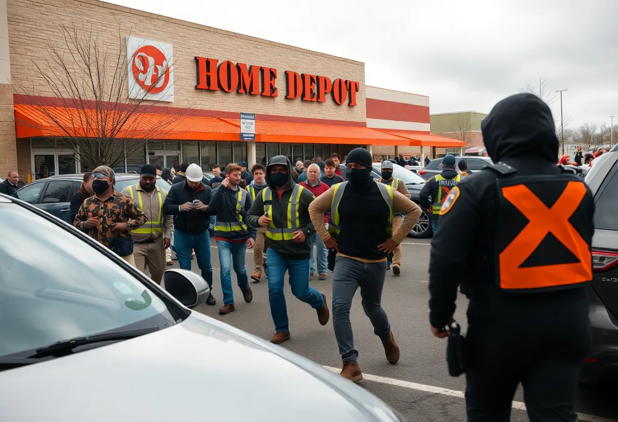 Laborers fleeing from federal agents at Home Depot parking lot