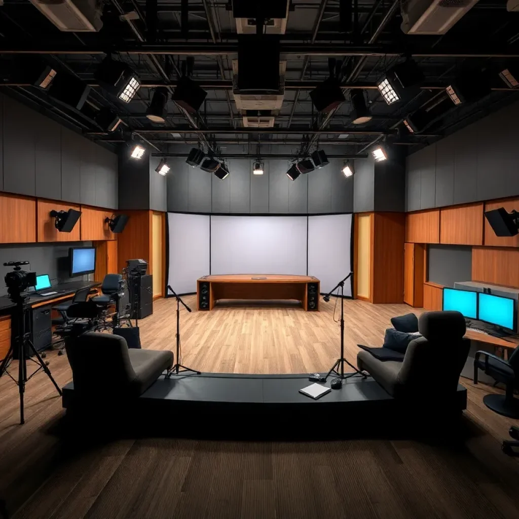 An empty broadcasting studio representing funding cuts