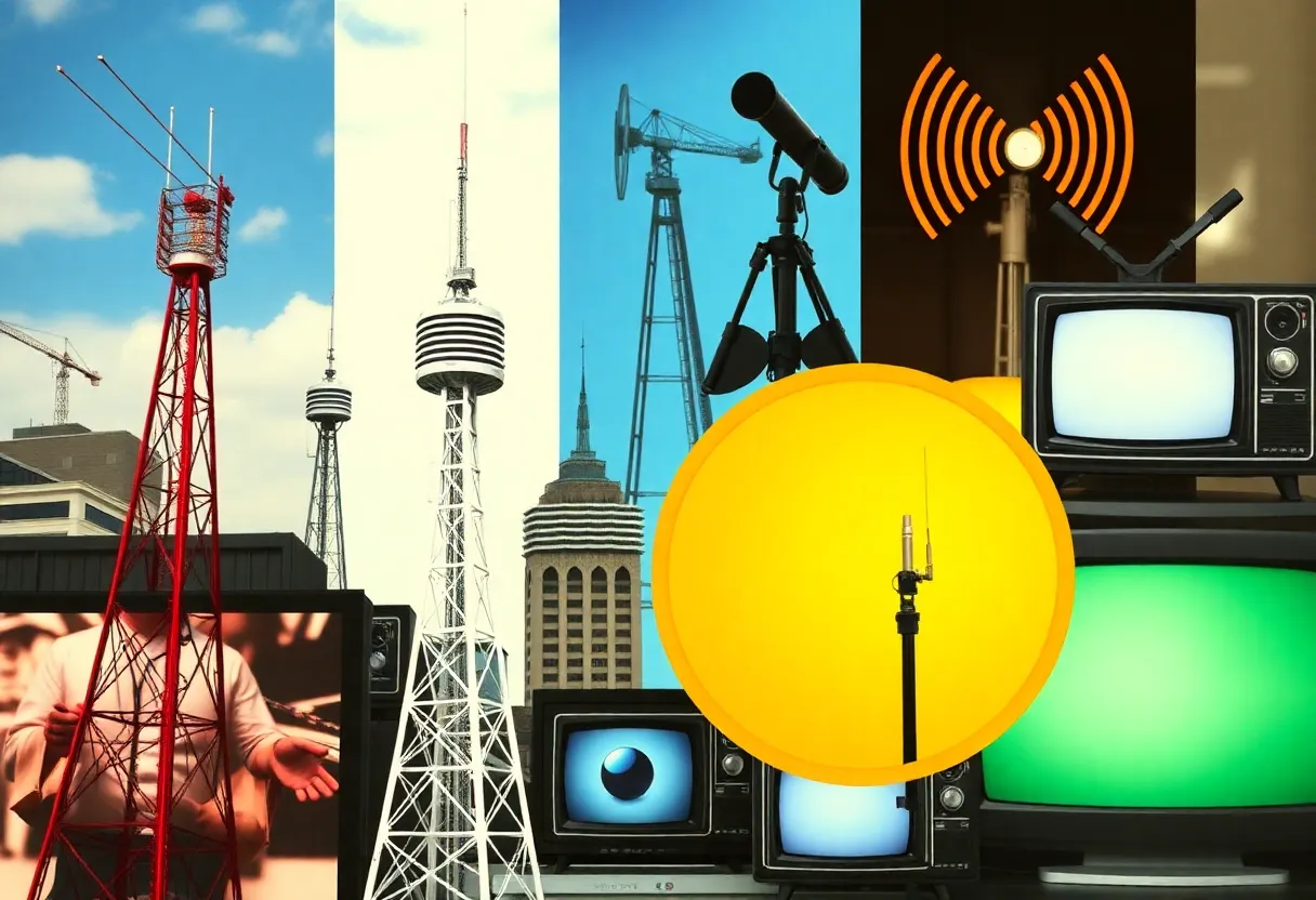 Public media icons representing the impact of funding cuts on local journalism