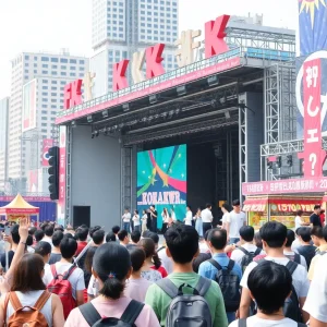 Crowd enjoying KCON festival with K-pop performances