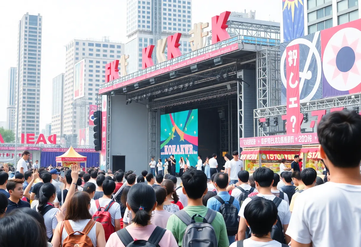 Crowd enjoying KCON festival with K-pop performances