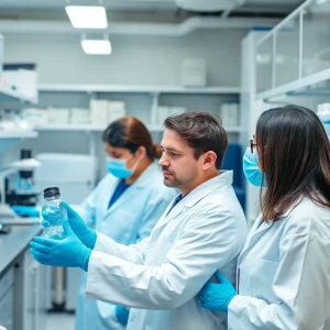 Researchers in a biopharmaceutical laboratory focused on CAR therapies