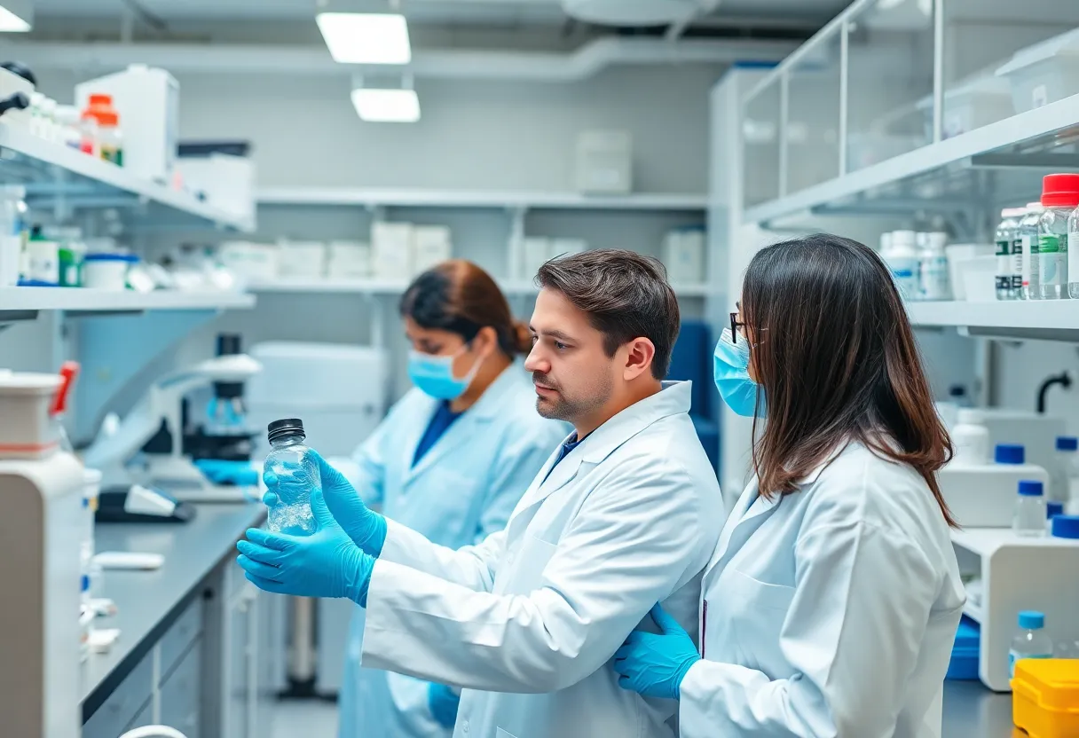 Researchers in a biopharmaceutical laboratory focused on CAR therapies