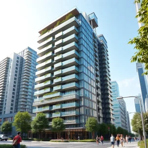 Rendering of the proposed 51-story apartment tower in Los Angeles