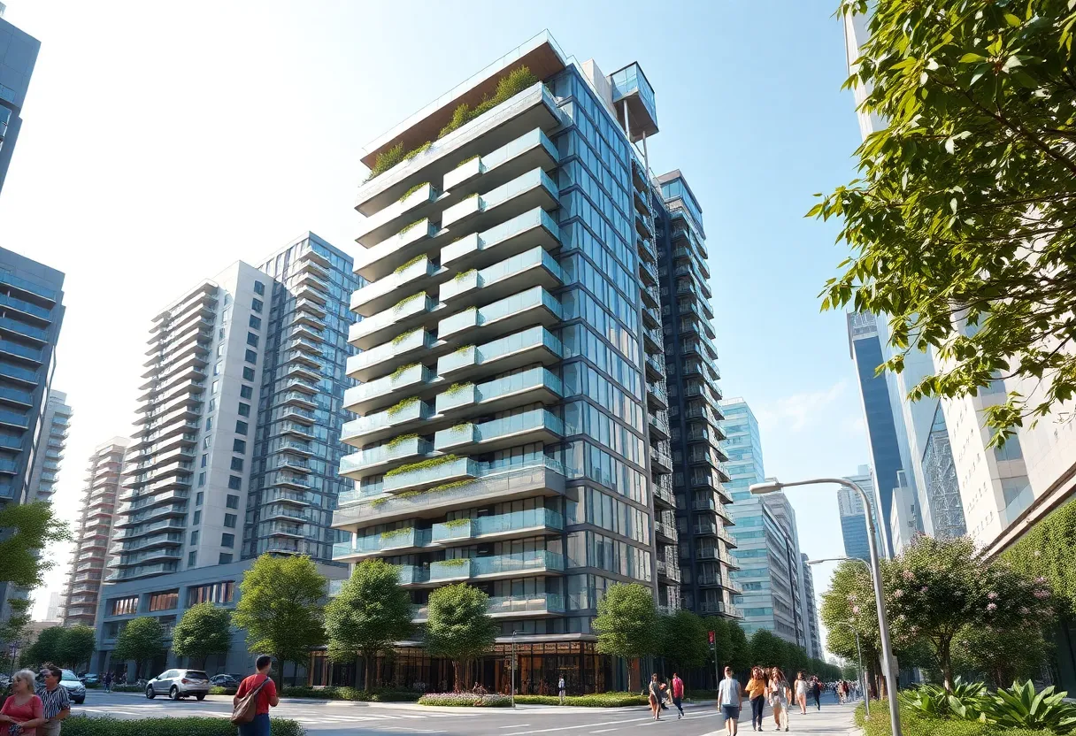 Rendering of the proposed 51-story apartment tower in Los Angeles