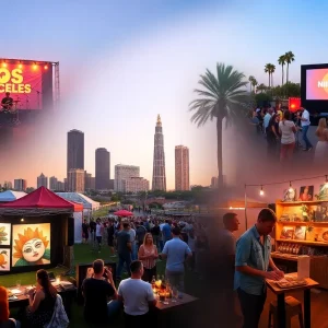 A colorful representation of various events happening in Los Angeles in August.