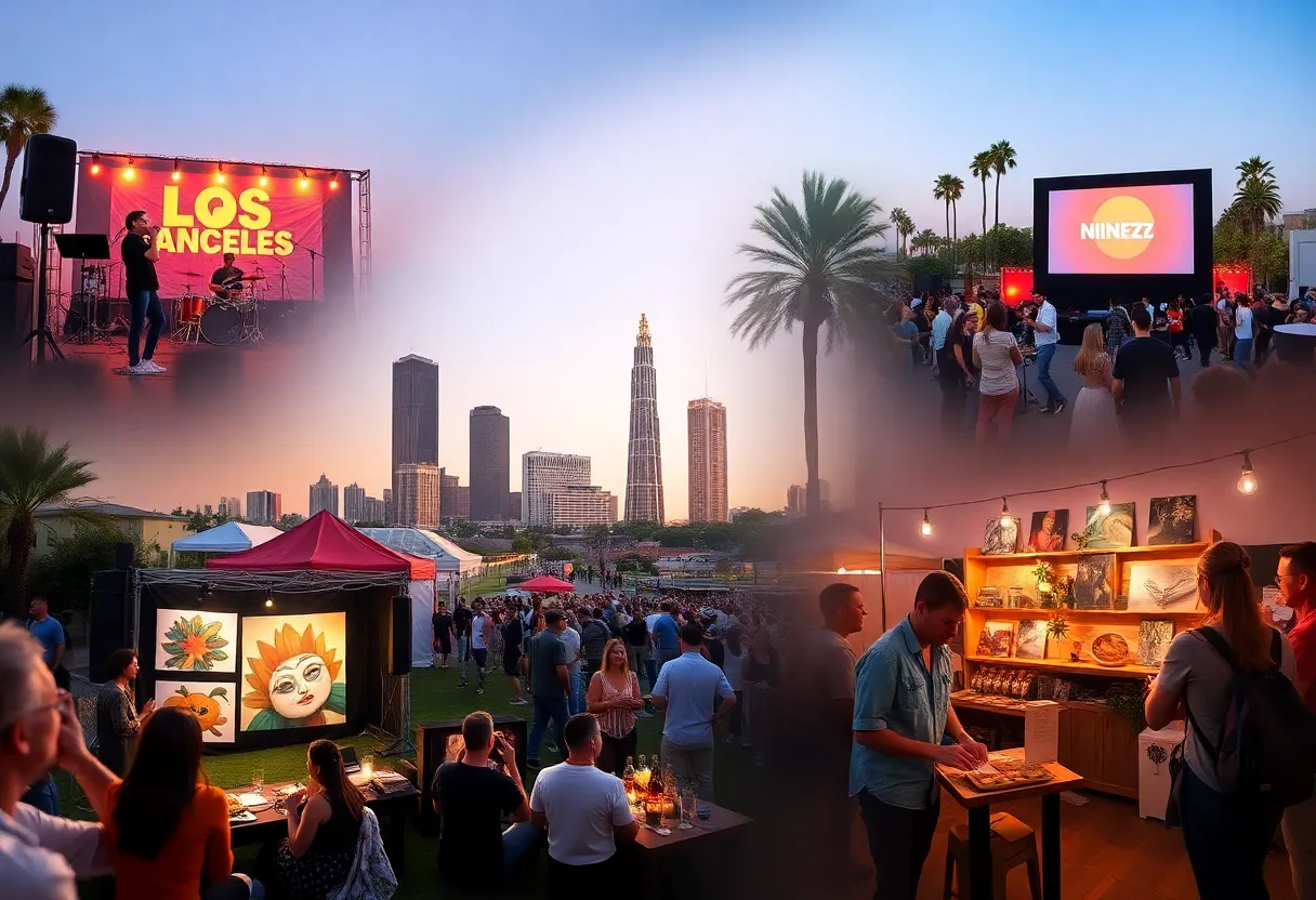 A colorful representation of various events happening in Los Angeles in August.