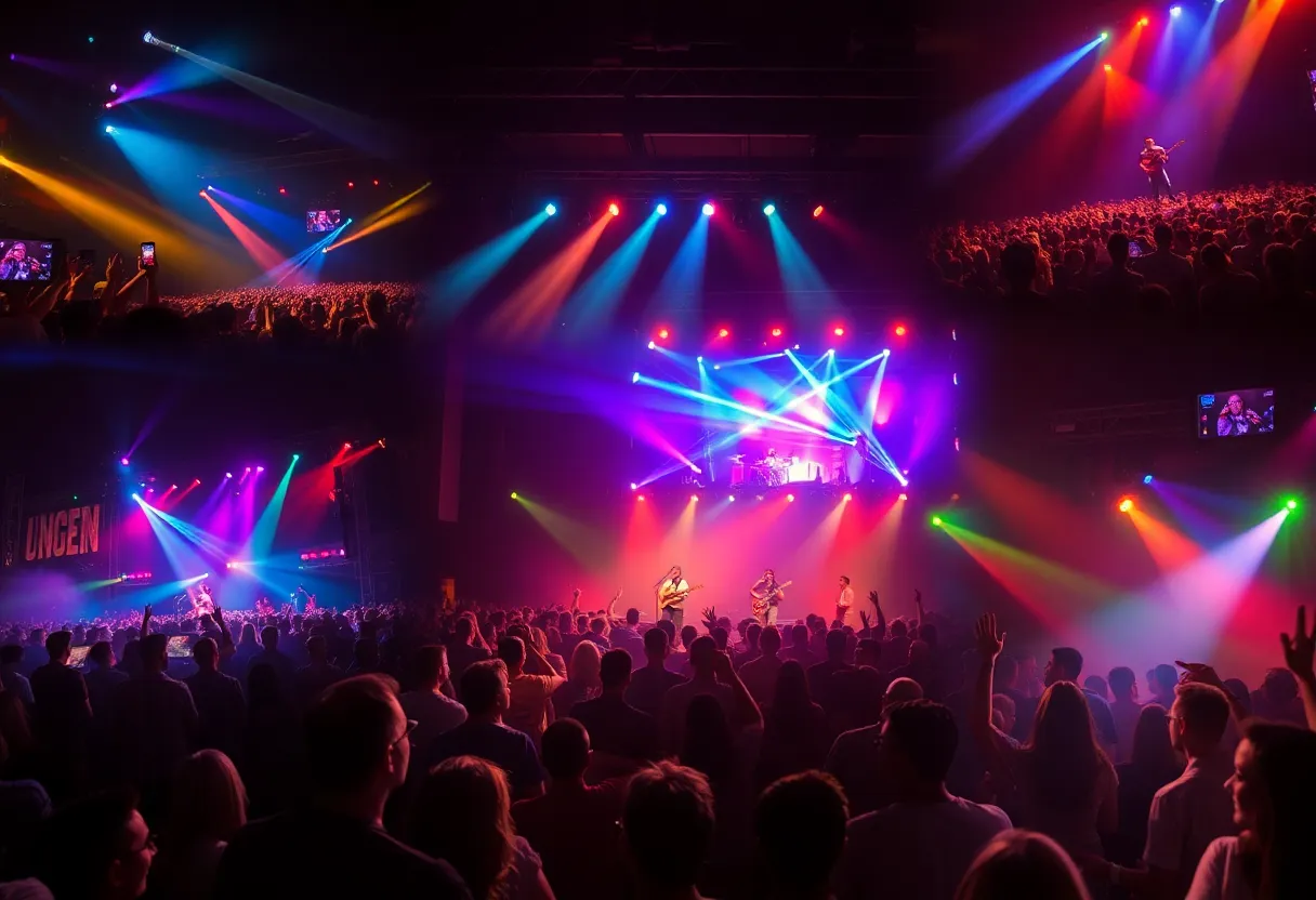 Vibrant concert scenes in Los Angeles showcasing diverse musical performances.