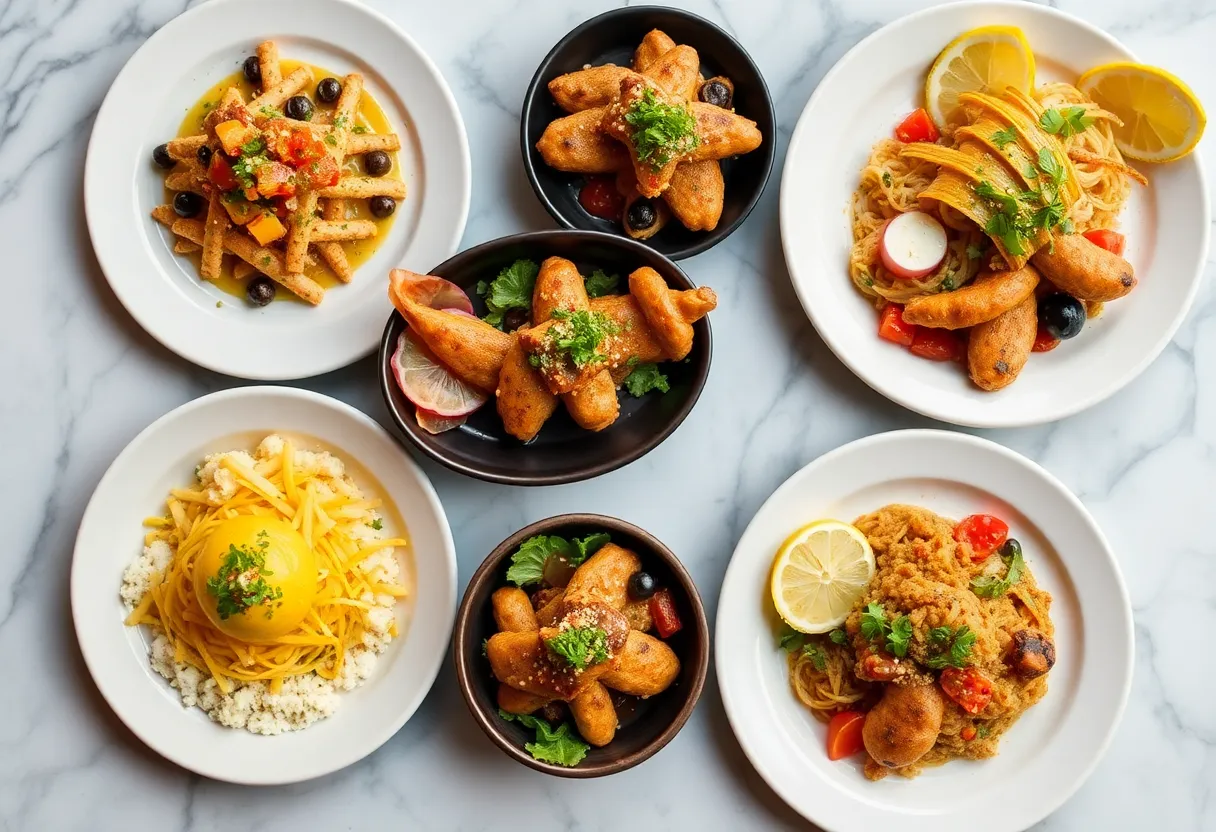 An array of dishes representing Los Angeles' culinary diversity