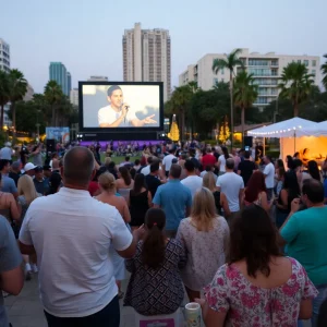 A busy Los Angeles cultural event with people enjoying various activities