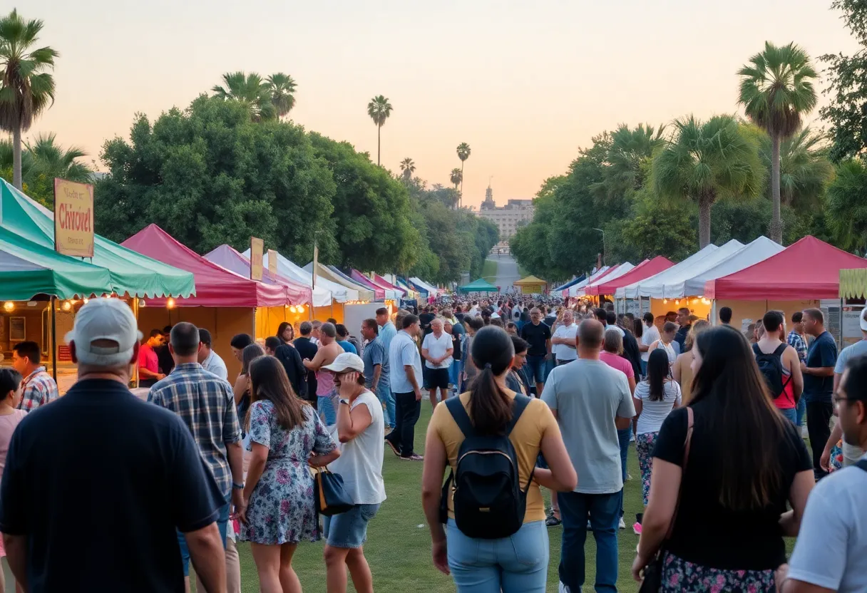 Community festival in Los Angeles with food stalls and live music