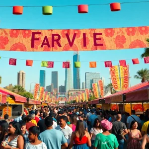 Crowd enjoying a cultural festival in Los Angeles with food and music.