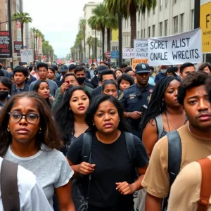 Concerned community members in Los Angeles during federal deportation activities