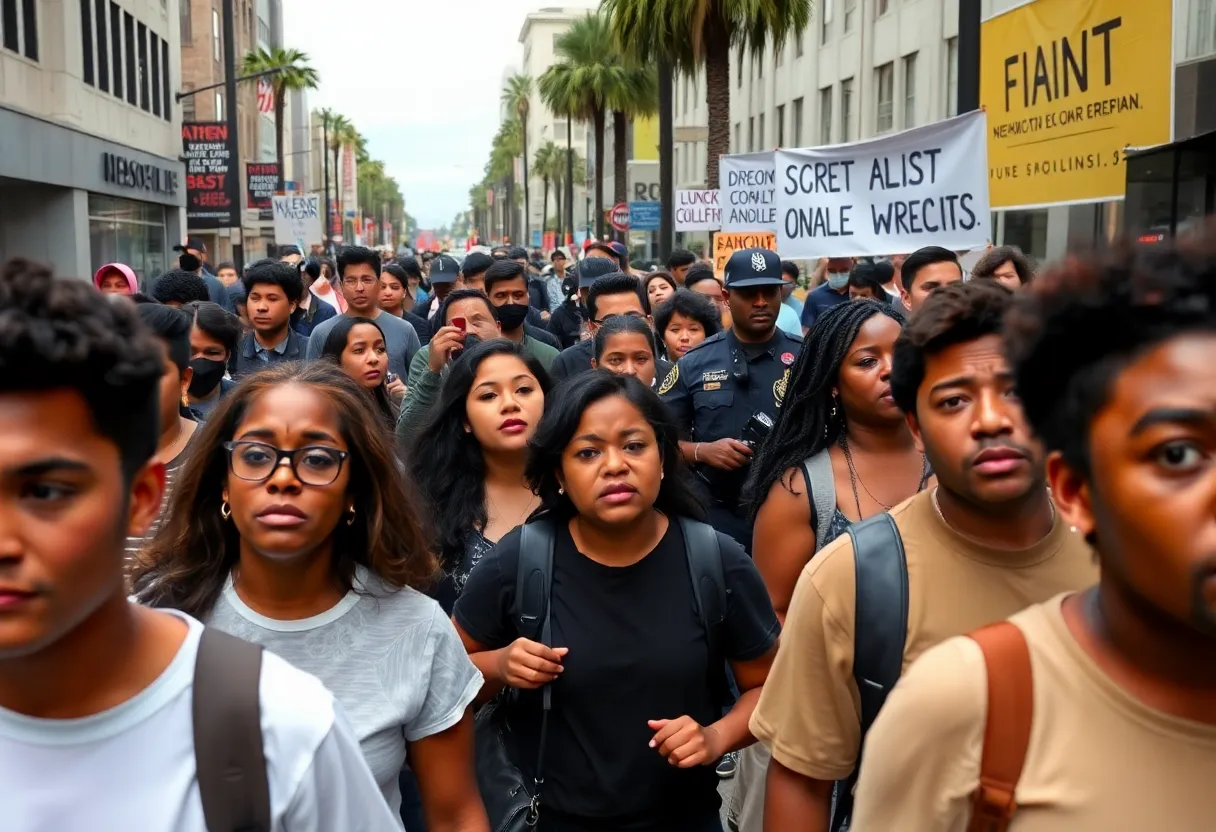 Concerned community members in Los Angeles during federal deportation activities