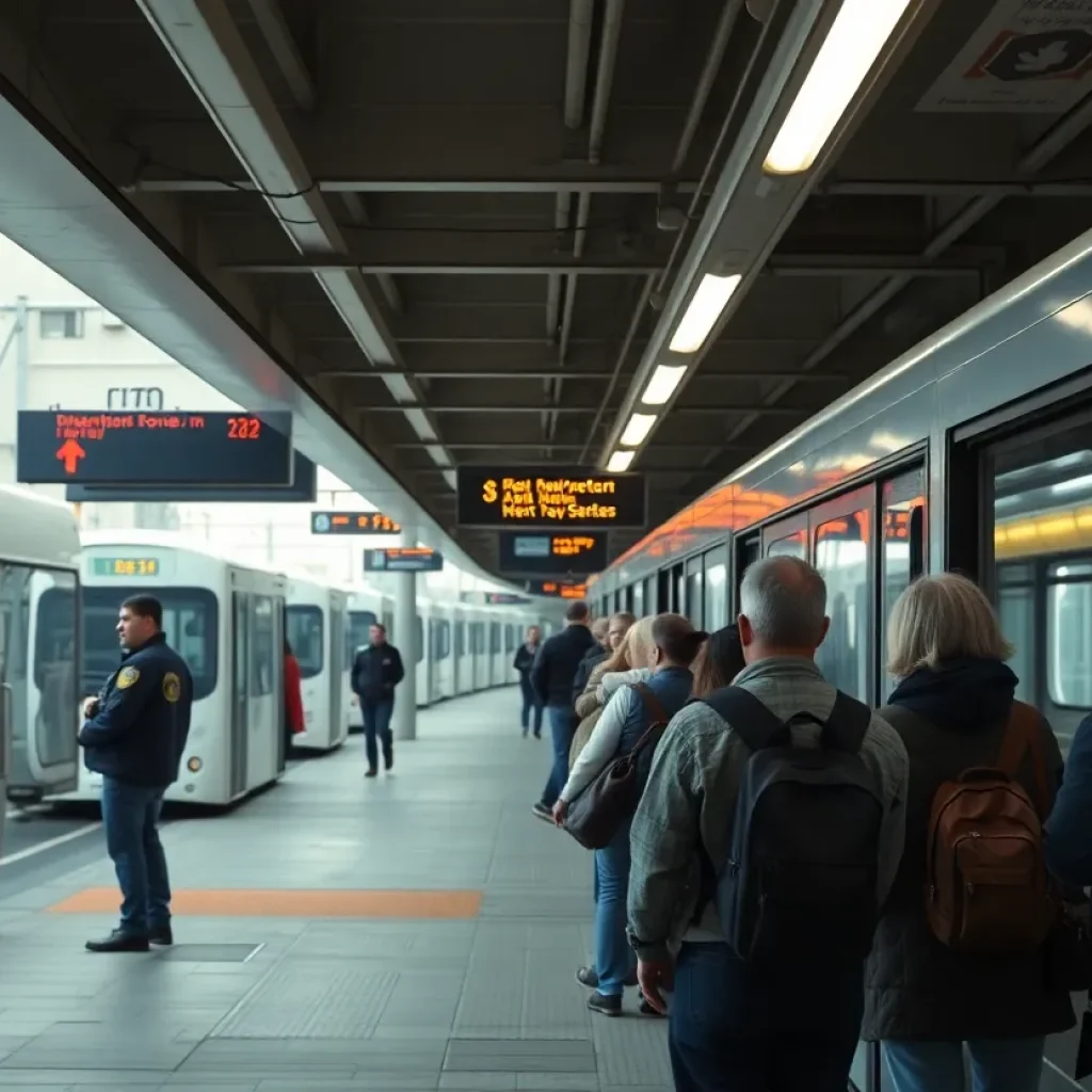 Empty Los Angeles Metro bus station illustrating ridership decline due to immigration fears