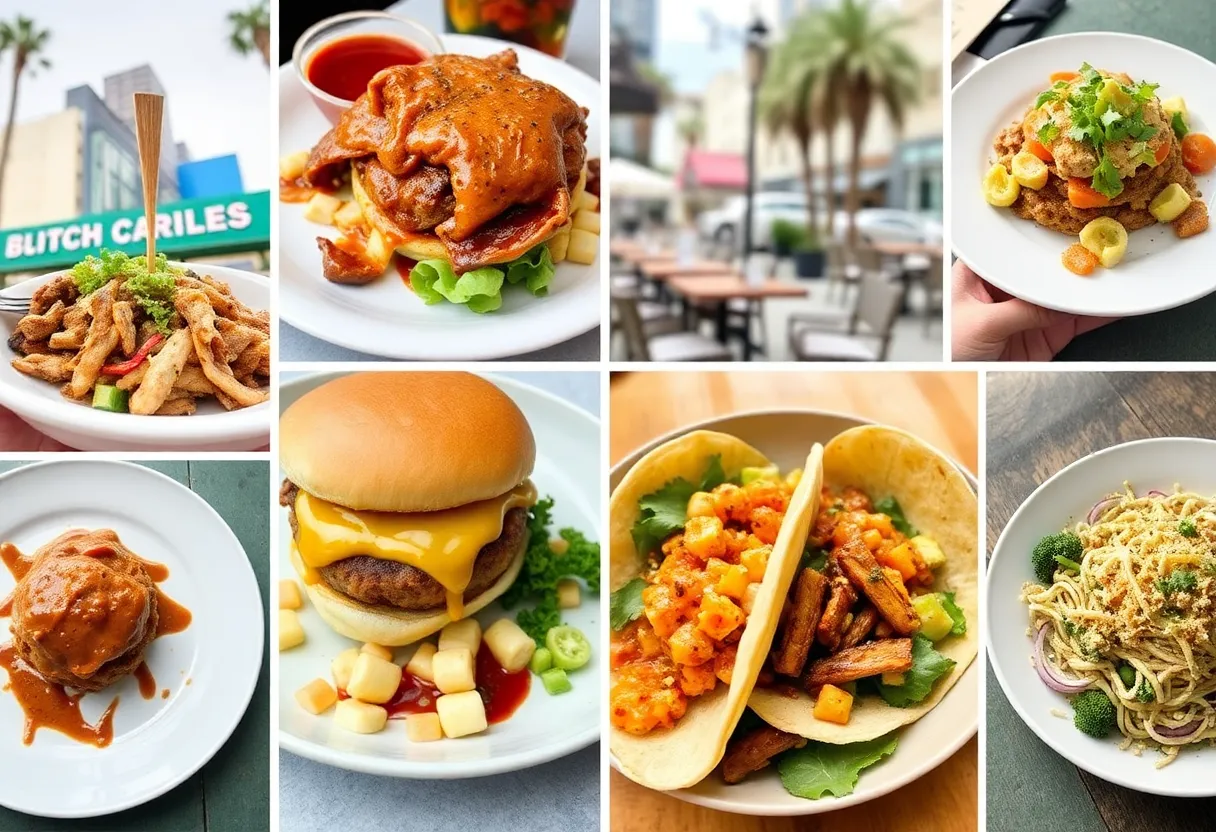 Collage of new dishes from Los Angeles restaurants
