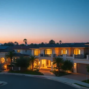 Upscale neighborhood in Los Angeles with luxury homes