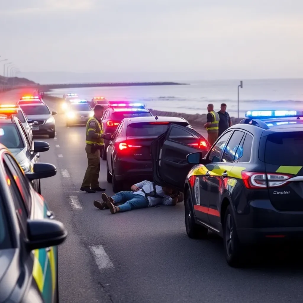 Police response at the scene of a car crash in Malibu