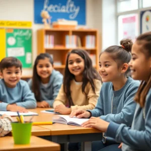 Students engaged in mental health support activities at school