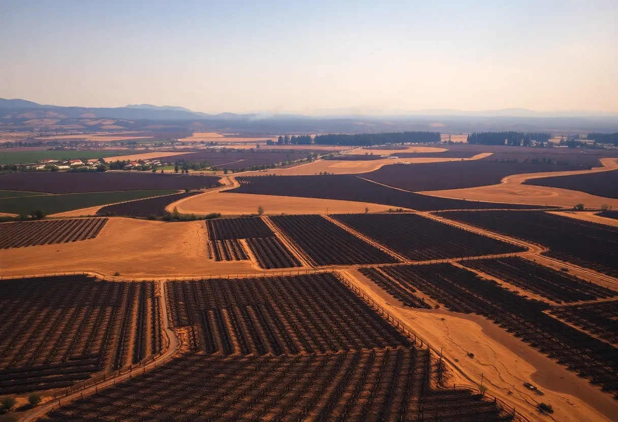 Vineyards in Napa Valley affected by wildfire smoke and damage