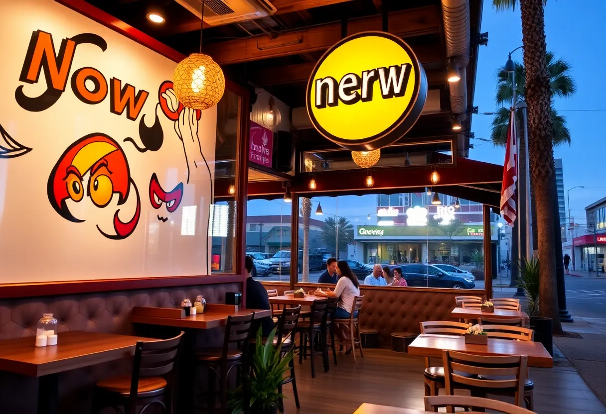 A collage of various new restaurants recently opened in Los Angeles.