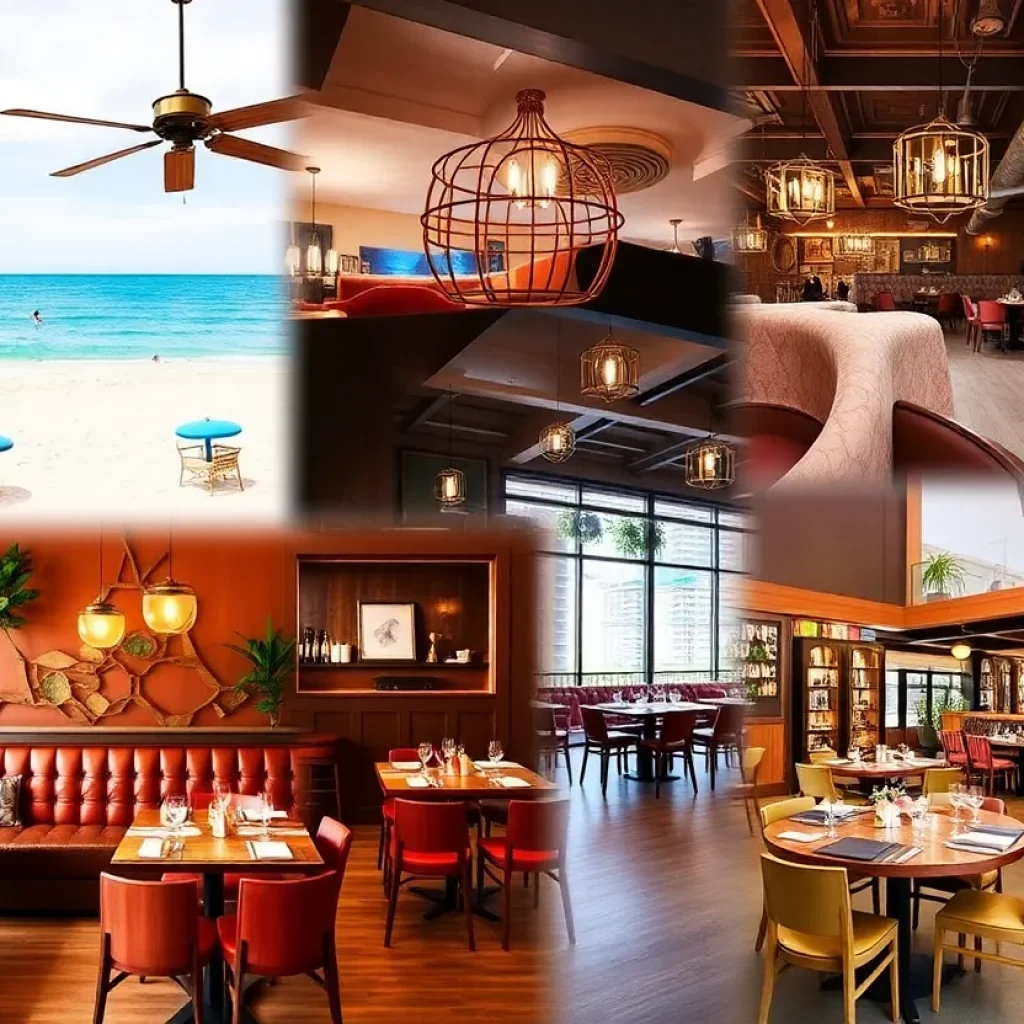 Collage of new dining destinations in Los Angeles including Venice Beach Club and One Jokbal.